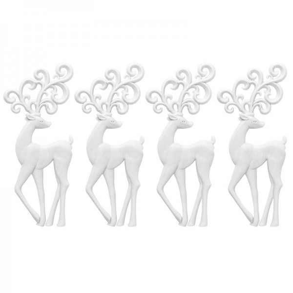 Winter-Deko, Rohling, Hirsch 2, 7cm x 16,5cm, weiß, 4 Stück