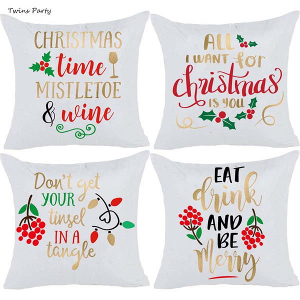 Twins 45*45cm Bronzing Flannelette Christmas Pillowcase Cushion Cover Decorative Cushion Pillow Cover Gold Throw Pillow Covers