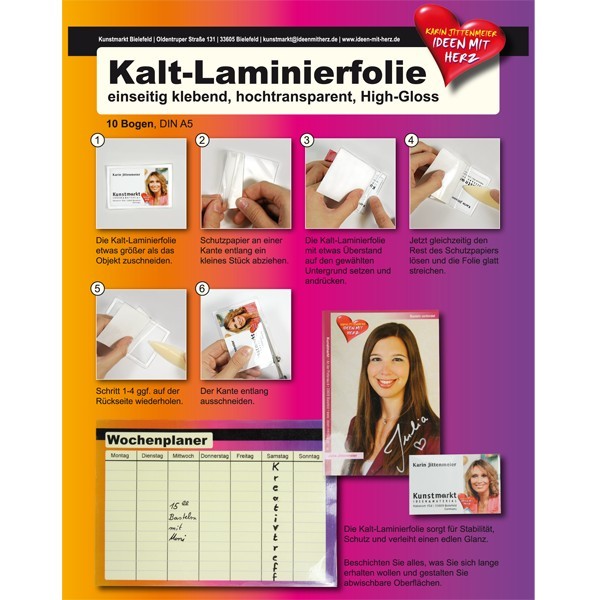 Kalt-Laminierfolie, DIN A5, High-Gloss, 10 Bogen