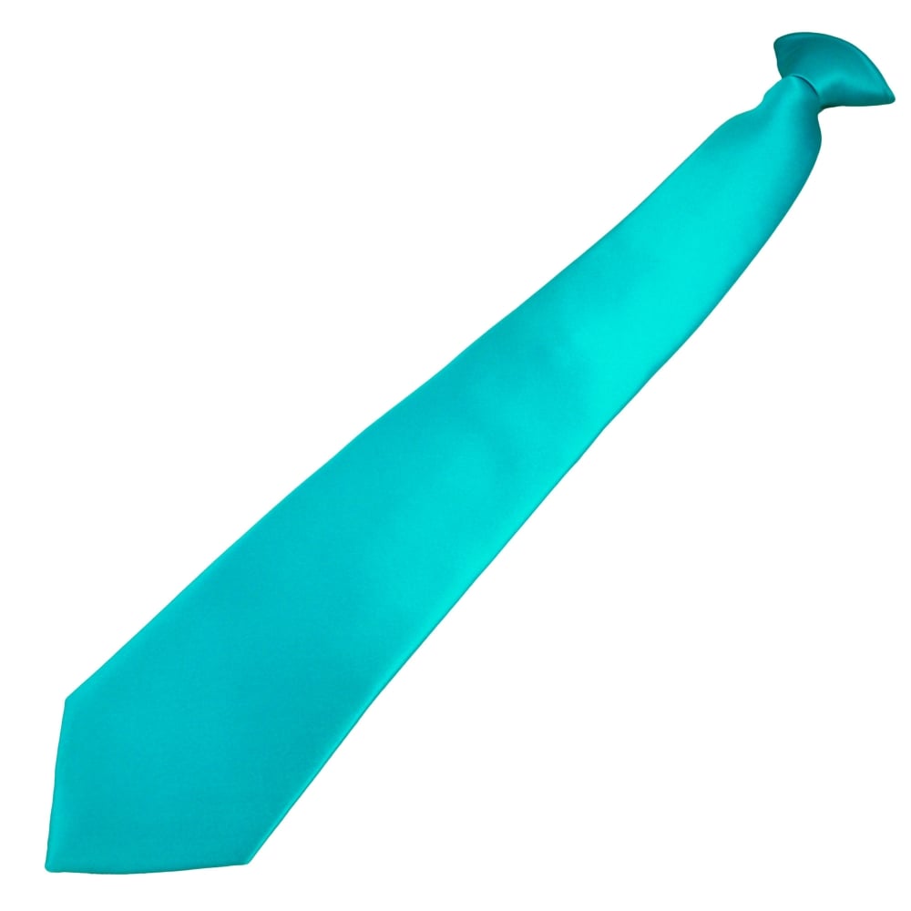 Plain Medium Turquoise Clip-On Tie