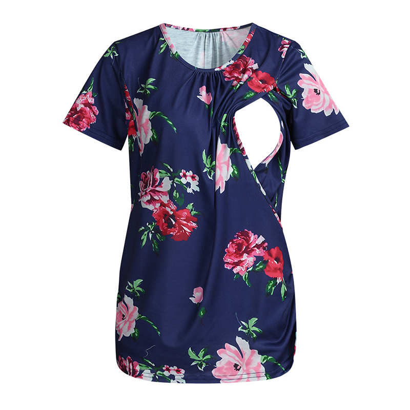 Sassy Floral Print Short-sleeve Nursing Tee