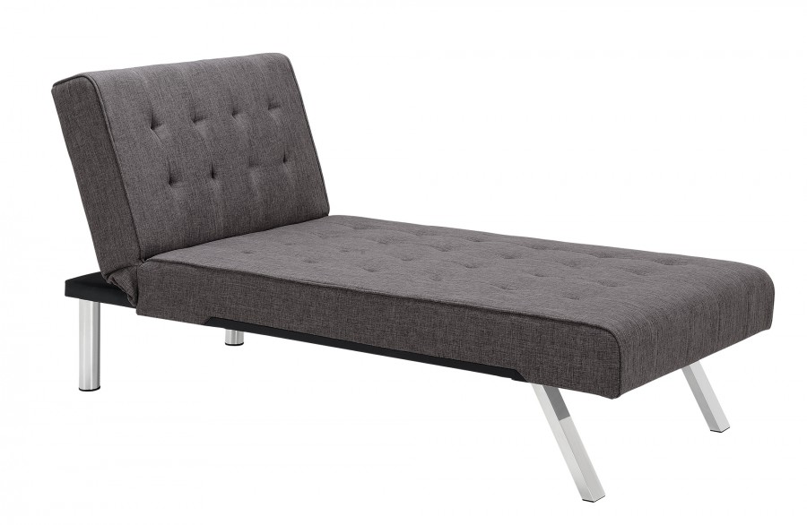 Dorel Emily Chaise- Single Sofa Bed- Grey Linen