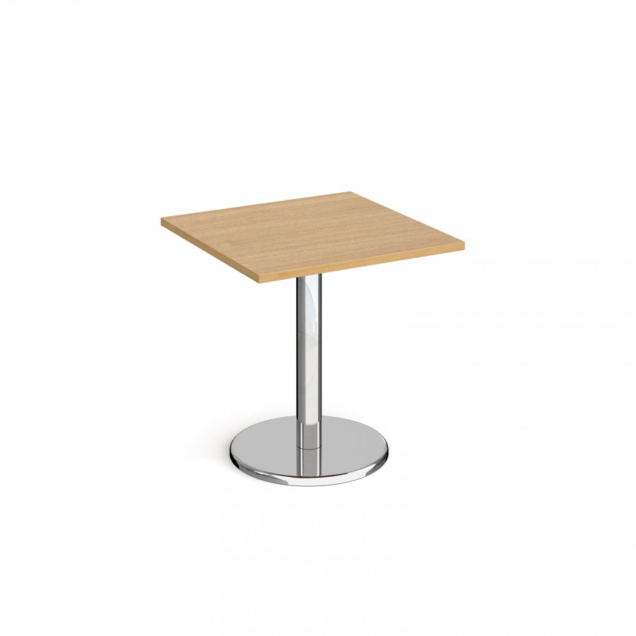 Pisa Oak Square Dining Table 700mm with Chrome Base