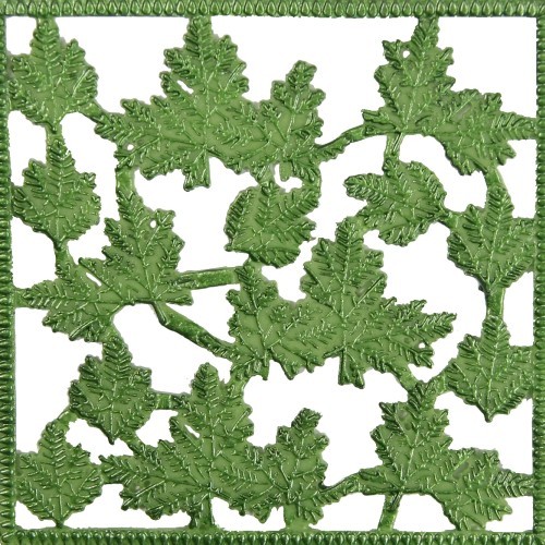 Wachsornament-Platte Tannengrün, 10 x 10 cm, 3er Set
