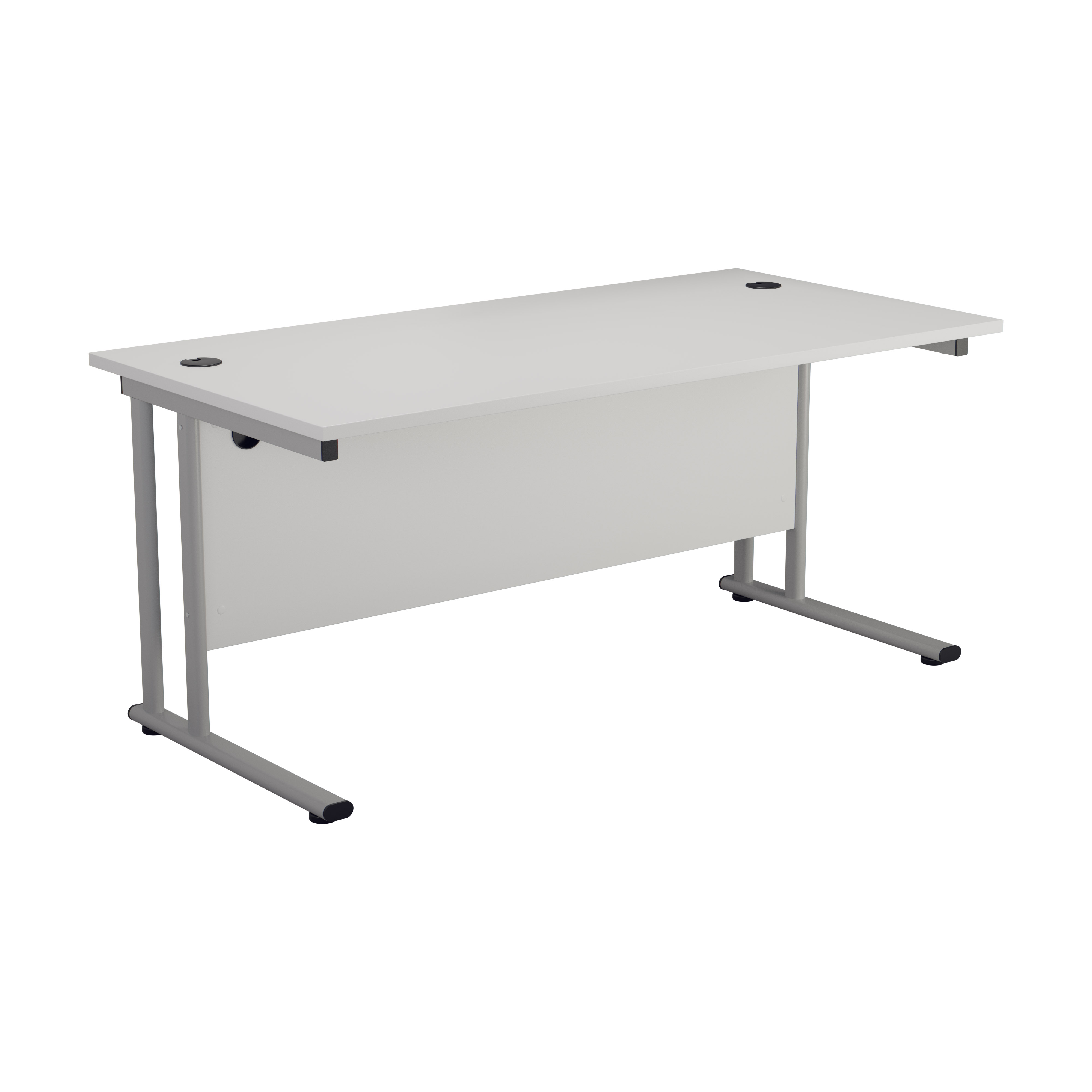 Start 1400 Rectangular Cantilever Workstation - White Top and Silver Legs