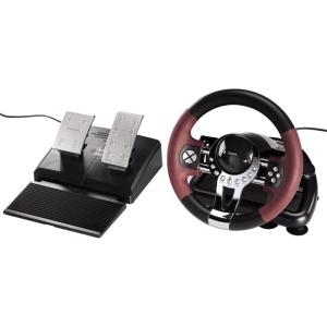 Hama Thunder V5 Racing Wheel - Lenkrad- und Pedale-Set - Schwarz, Dunkelrot - für PlayStation 3 (51845)