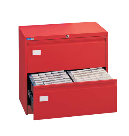 Silverline 2 Drawer Side Filing Cabinet Red