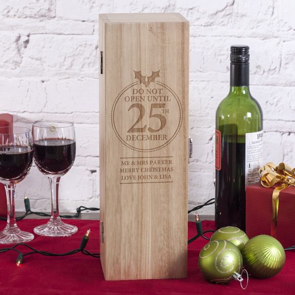 Personalised 25th December Luxury Wooden Wine Box