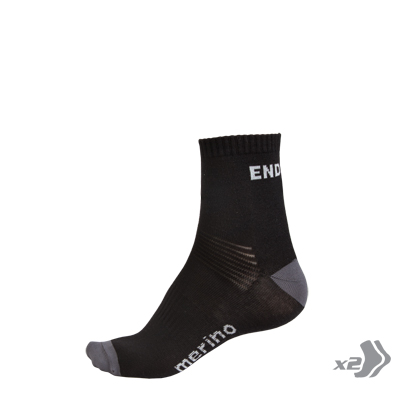 ENDURA BaaBaa Merino Sock (Twin Pack): BlackNone - L