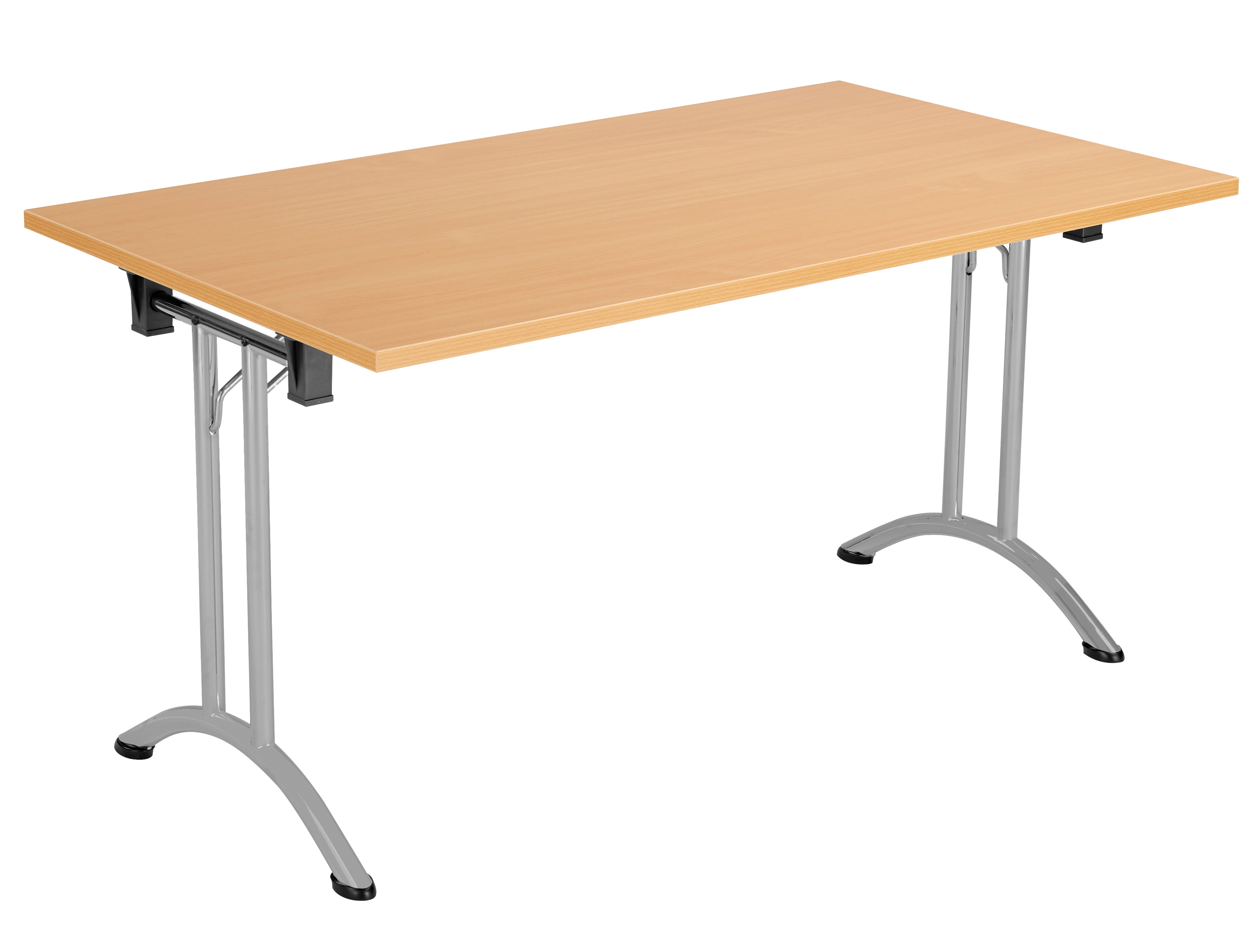 One Union Folding Table 1400 X 800 Silver Frame Beech Rectangular Top