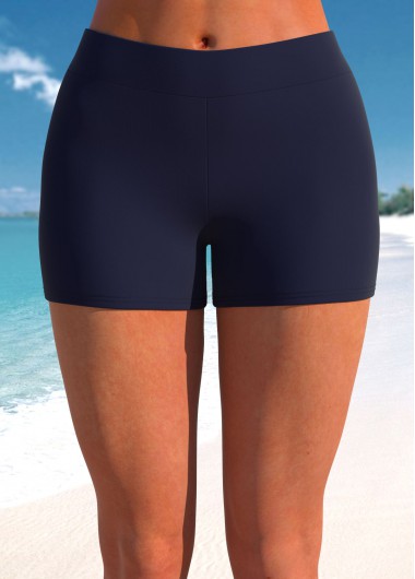 ROTITA Navy Skinny Mid Waisted Swim Shorts