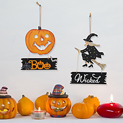 Halloween pendentif en bois fête de vacances mur horreur décoration halloween en bois atmosphère liste Lightinthebox