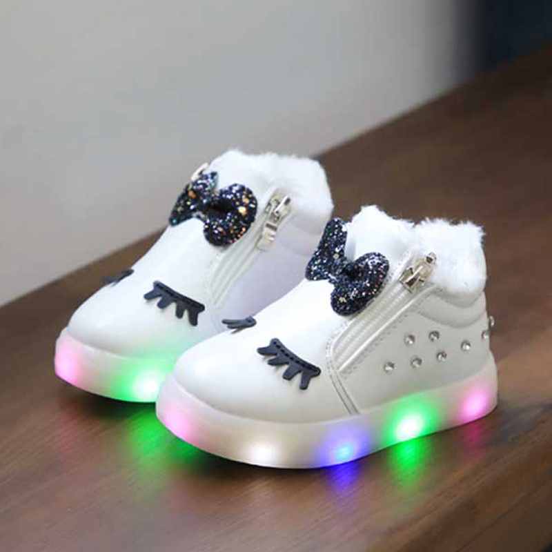 Cute Bow and Rhinestone Decor LED Board Shoes for Toddler Girl and Girl