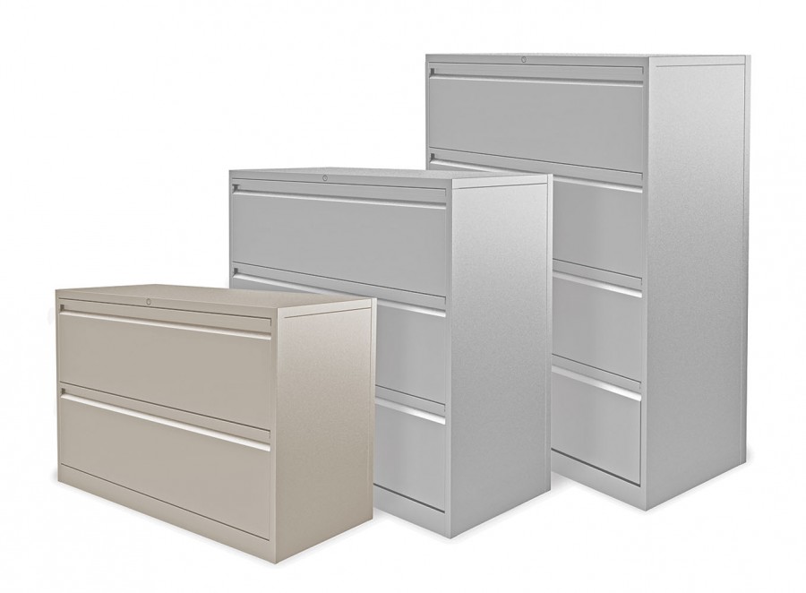 Executive Side Filing Cabinet- 2 Individual Locking Drawers- Goose Grey
