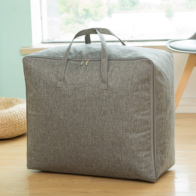 Solid Linen Zipper Quilt Storage Bag
