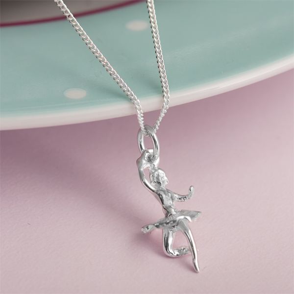 Sterling Silver Ballerina Necklace in Personalised Box