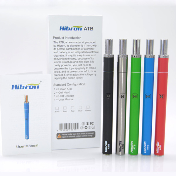 100% Original Hibron ATB Full Kit .5ml Thick Oil Vaporizer E Cigarette Starter Kits With 400mAh Preheat VV Battery 5 Colors