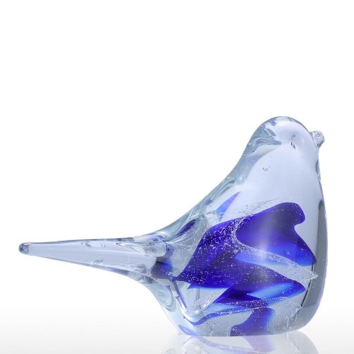 Blue & White Little Bird Tooarts Glass Sculpture Home Decoration Glass Animal Bird Gift Craft Decoration