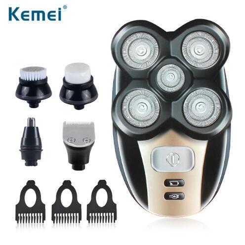 kemei km - 1000 4d male face care 5-in-1 suit replaceable portable razor nose trimmer hair clipper electric shaver