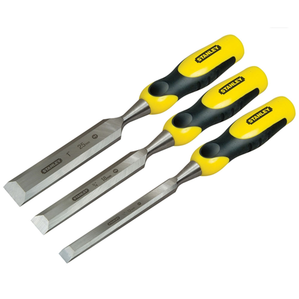 Stanley Dynagrip Bevel Edge Chisel with Strike Cap Set of 3 12, 18  25mm