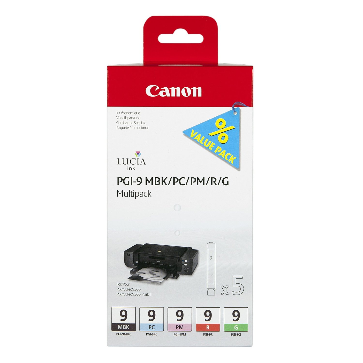 Canon Original PGI-9MBK/PC/PM/R/G Extra Value 5 Colour Multipack