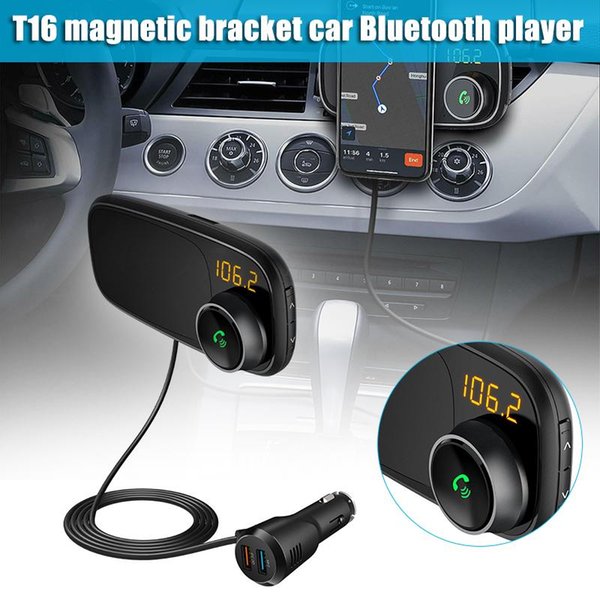 Cell Phone Mounts & Holders Car FM Transmitter With Magnetic Holder QC 3.0 Charging MP3 Music Player FKU66