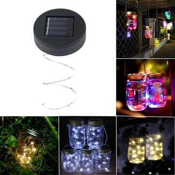 Solar Powered 2M 20LEDs Mason Jar Lid Fairy String Light  Wire Lamp For Garden Decor