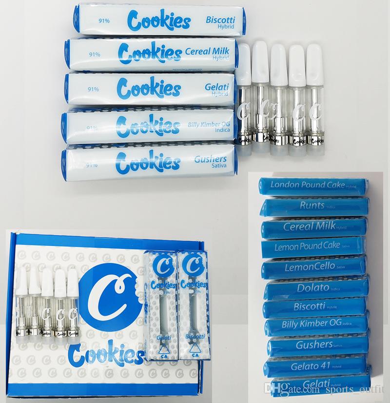 Cookies Vape Cartridges White ceramic Mouthpiece 510 Thread 1.0ml Glass Tube 2.0MM Oil Hole Creamic Coil Atomizers