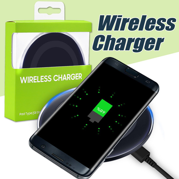 For iPhone X Universal Qi Wireless Charger For Samsung S6 Note 8 Galaxy S7 Edge Mobile Charging Pad With USB Cable With Box
