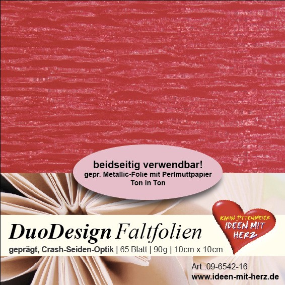 DuoDesign Faltfolien, Seiden-Optik, 10 x 10 cm, 65 Blatt, pink