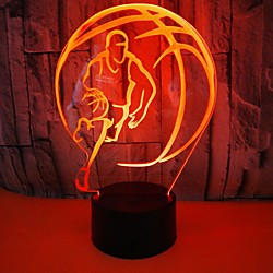 Basketball Player 3D LED Battery USB Kids Night Light with 7 Colors Remote Christmas New Year's Gift Basketball Souvenir for Boy Girl Basketball Fan