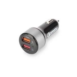 Ednet - Netzteil - Pkw - Quick Charge 3.0 - 2 Ausgabeanschlussstellen (USB) - Schwarz (84103)