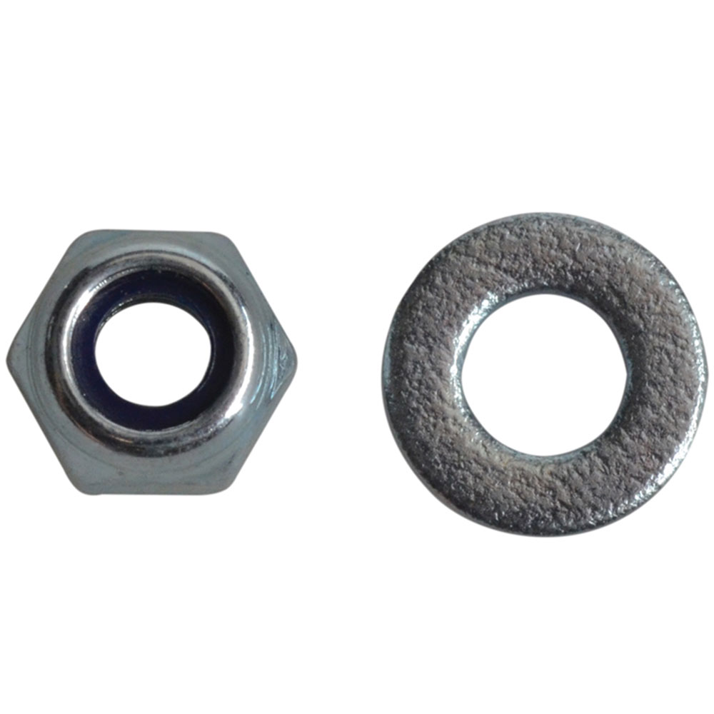 Hex Nyloc Nuts + Washers - Zinc Plated M4 (Pack 50)