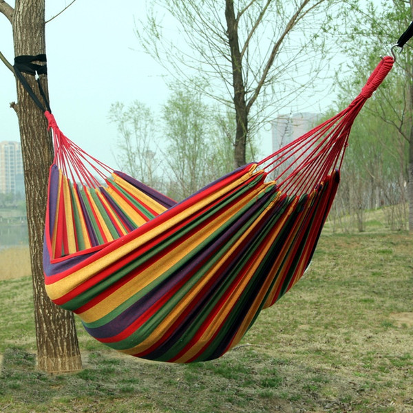 thicken double canvas hammock hamac outdoor leisure bed hanging chair sleeping swing hammock camping hunting 4 colors