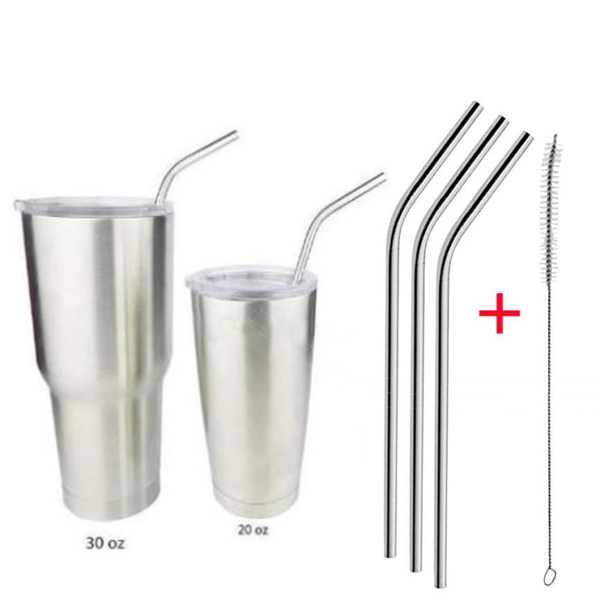 4 Pcs Stainless Steel Metal Drinking Straw Reusable Straws + 1 Cleaner Brush Kit 724 Levert dropship