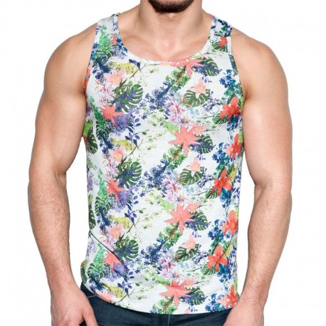 ES Collection Tropic Floral Tank Top - White S