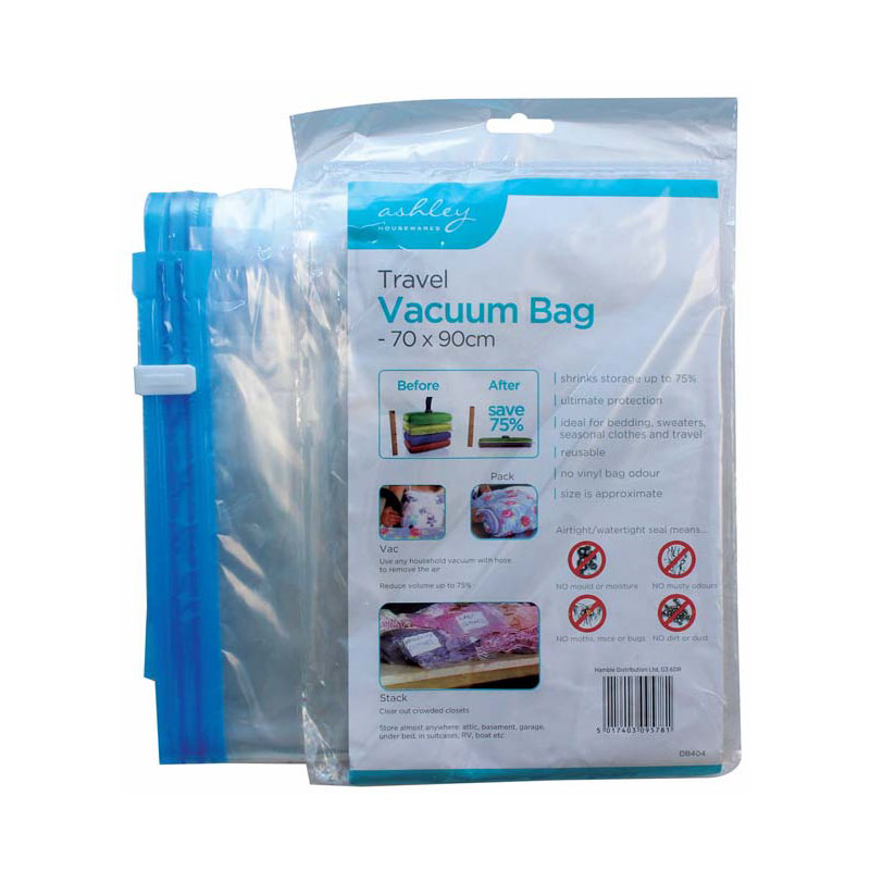 Roll Up Space Saving Travel Vacuum Seal Bags Zip Lock Holiday Luggage - 70 x 90cm