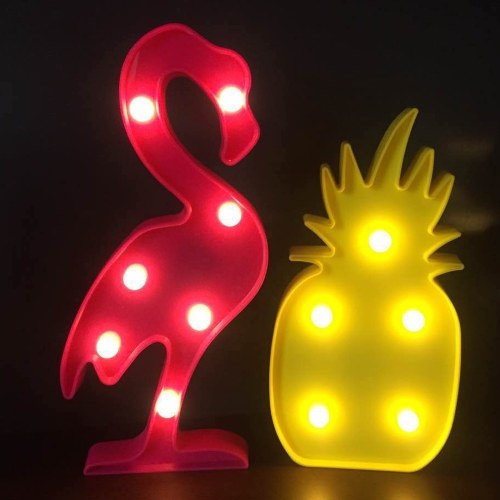 Cute LED Neon Lamp Living Room Bedroom Desktop Decorative Light Red Flamingos