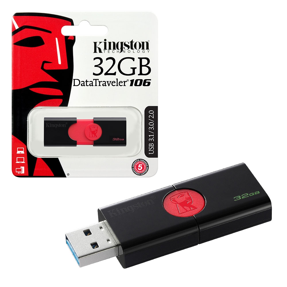 Kingston Data Traveler 106 USB 3.1 Flash Drive Memory Stick - 32GB