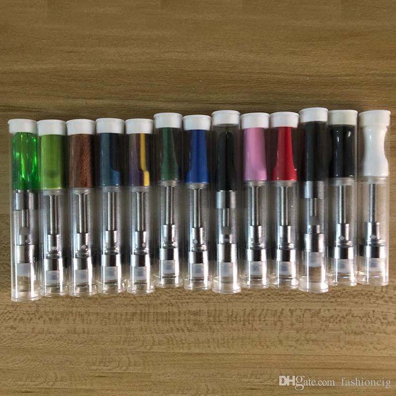 Top 510 Vape Cartridges Atomizer tank Cartomizer 0.5ml 1.0ml ceramic coil ceramic black white Pink and resin wood tip vaporizer