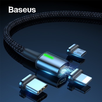 Baseus Magnetic Charge USB Cable for XR Xs Max Fast Charger Samsung S10 Huawei P30 USB Type C Cable LED Micro USB Cable