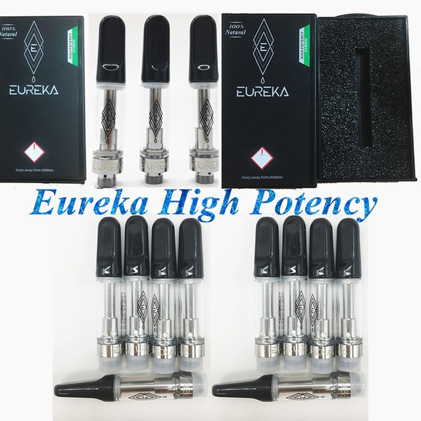 Eureka Clear High Potency Vape Cartridges 0.8ml 1.0ml Thick Oil Carts Ceramic Coils Empty Glass Tank Intake 2.0mm 510 Thick Oil Atomizer
