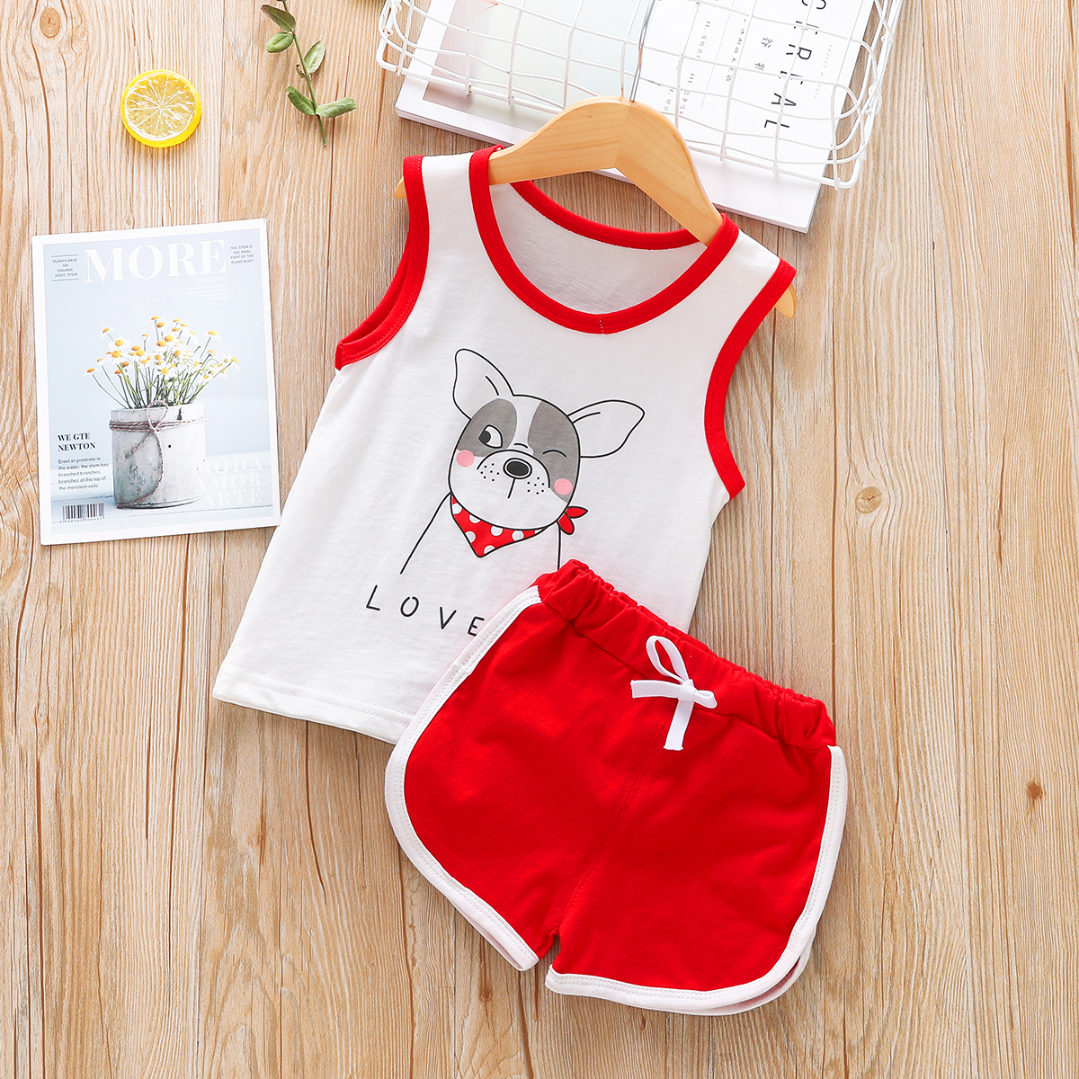 Baby / Toddler Animal Pattern Print Tank Top and Strappy Shorts Set