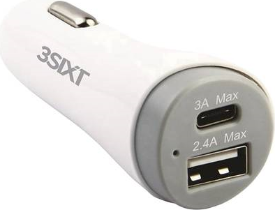 3SIXT Dual USB Car Charger Type C A-White (84299)