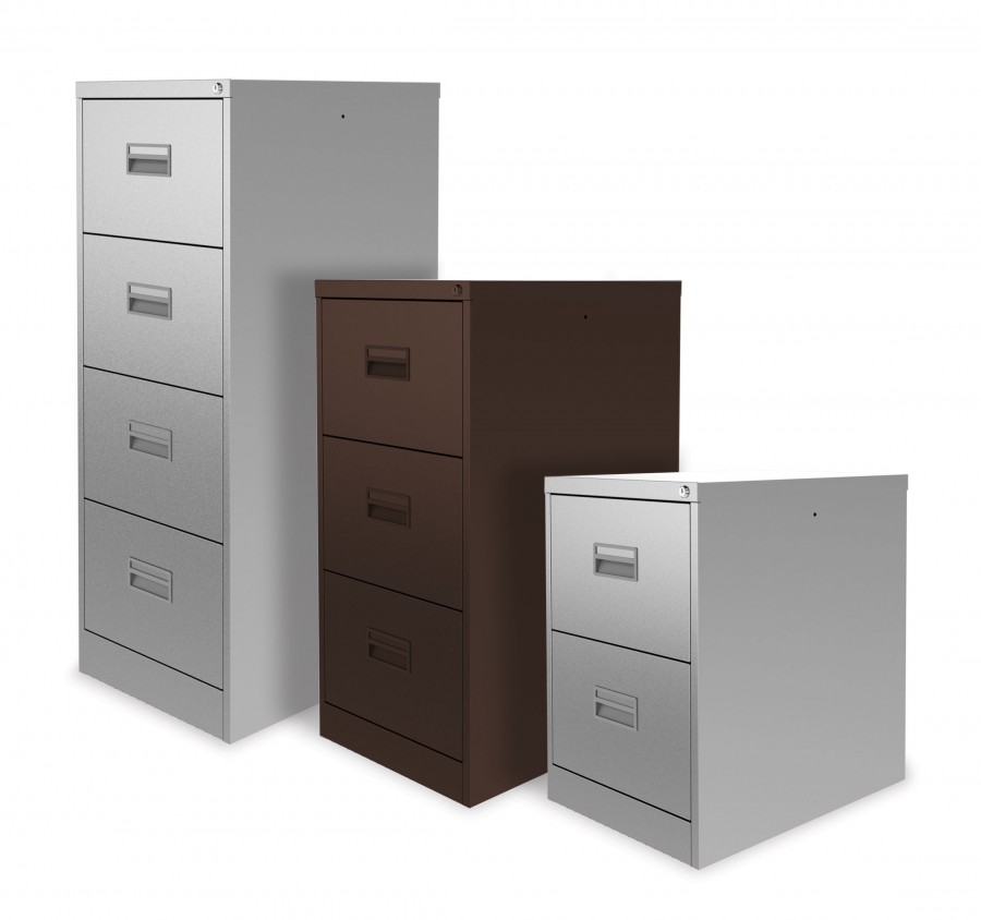 A4 Lockable Filing Cabinet- 3 Drawers- Brown