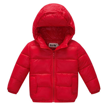 Solid Hooded Down Coat For Baby