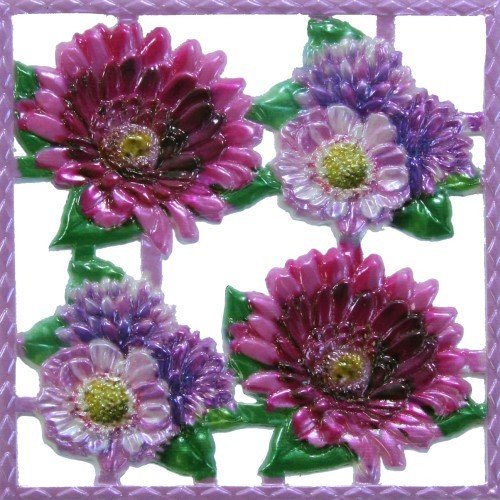 Wachsornament-Platte Flower Power 1, farbig, geprägt, 10x10cm