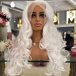 White Lace Front Wigs Long Wavy Synthetic Wig for Women Natural Hairline Mera Cosplay Party Halloween Heat Resistant Hair Lightinthebox