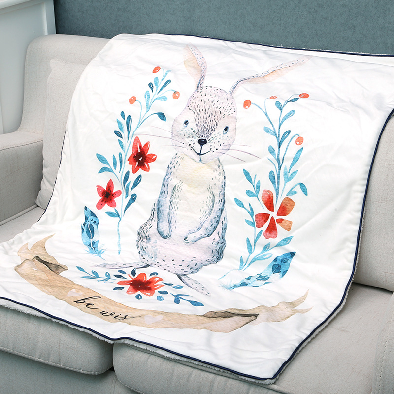 Soft Rabbit Print Baby Blanket