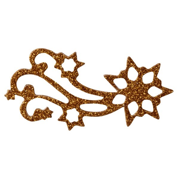 Glitzer-Ornamente, 25er Set, 3x6cm, Stern 2, kupfer-gold